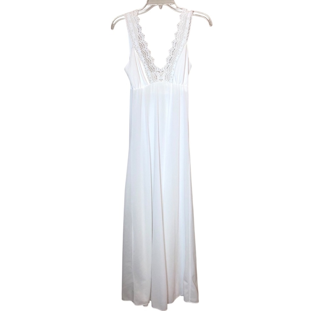 Vintage 70s Lace Nightgown Set Small Maxi Semi-Sheer Fairy Elegant Miss Elaine